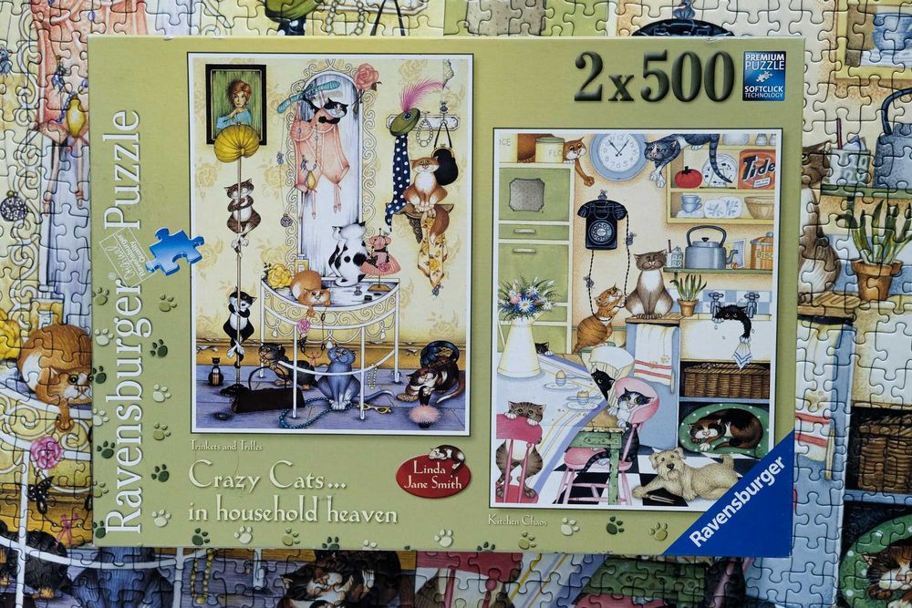 Puzzle Ravensburger, Crazy Cats...in household heaven 2x 500 el kompl