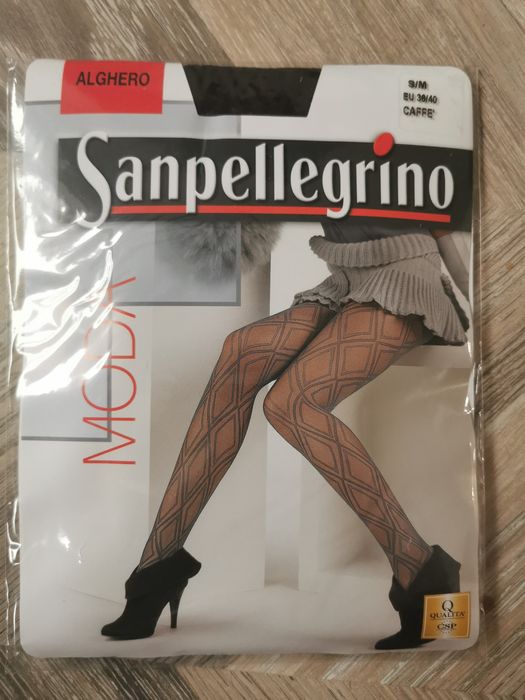 Rajstopy Sanpellegrino Alghero S/M Caffè – włoskie, wzorzyste, nowe!
