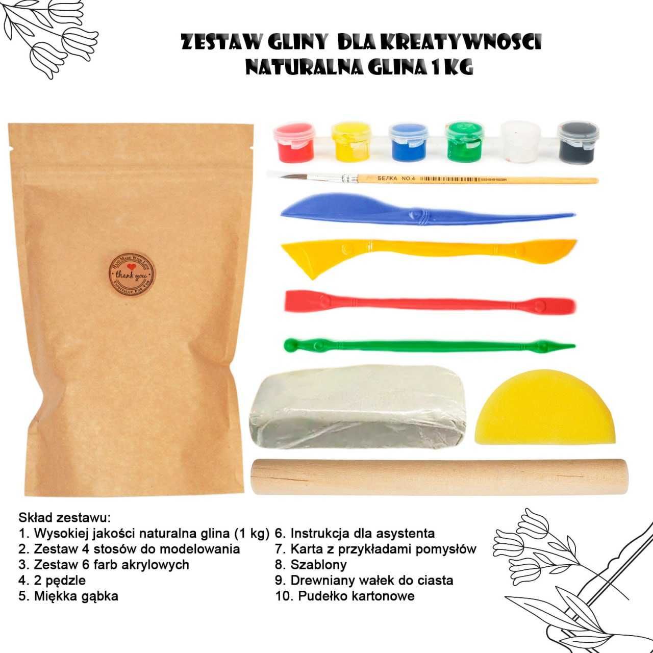 Zestaw gliny do twórczości 1 kg