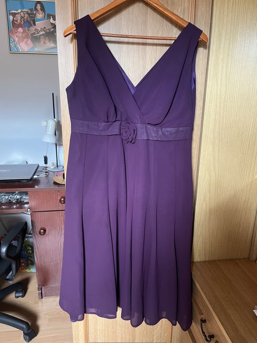 Sukienka damska 46 ze srebrnym żakietem wieczorowa wesele