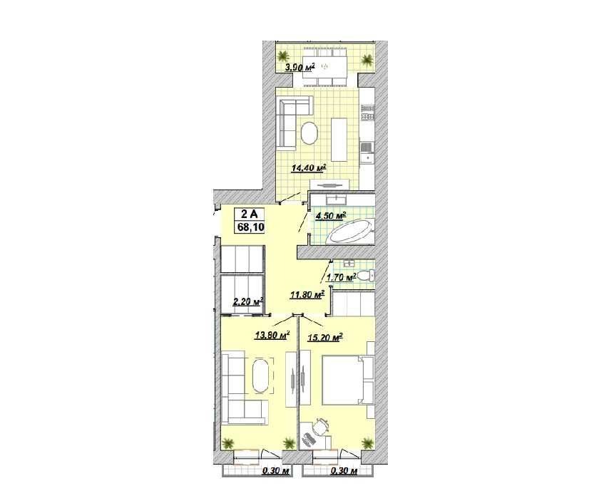Продам квартиру в центрі, двокімнатна,Княгинин,2 кімн, Галицька