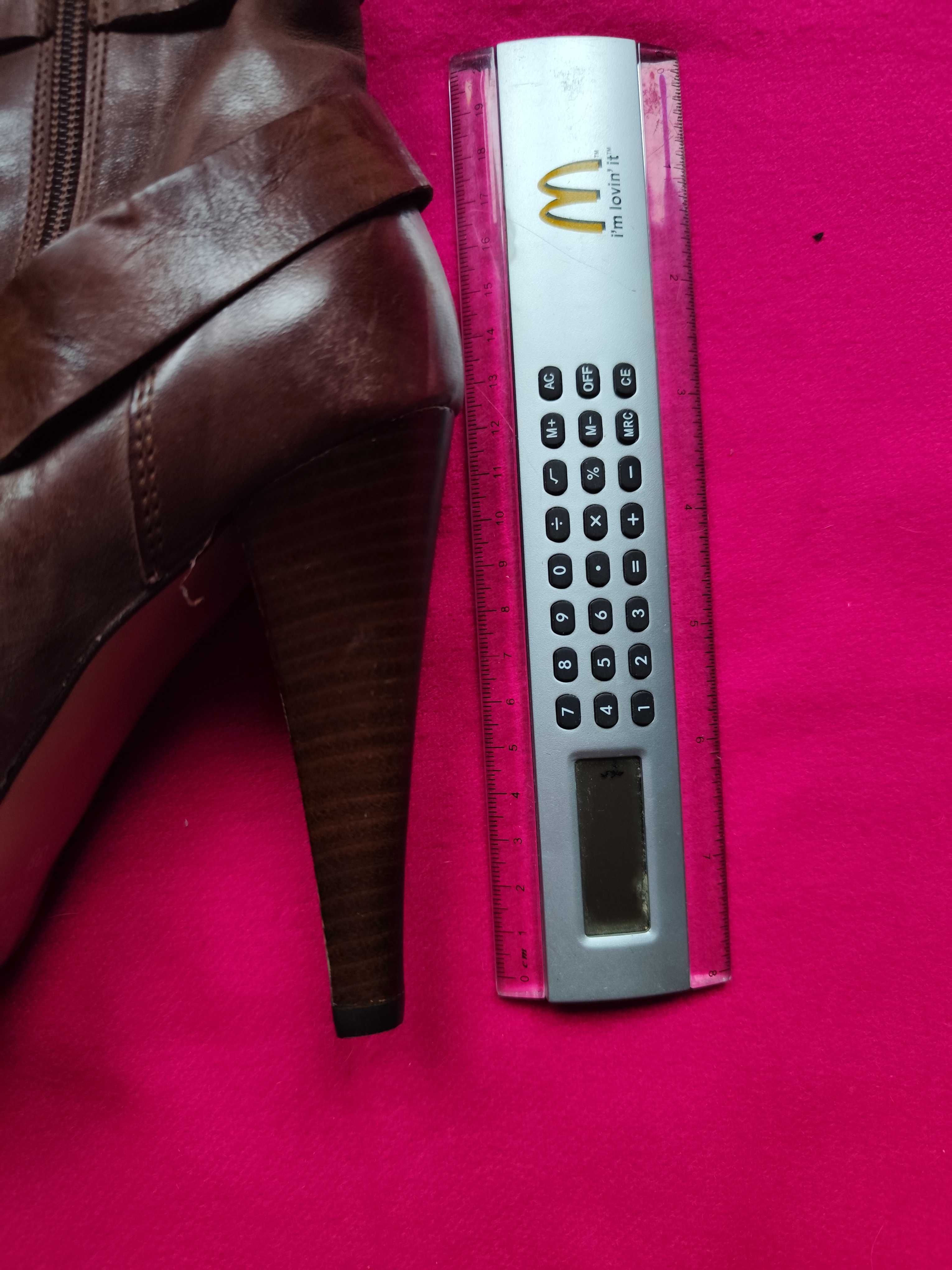 skórzane buty botki damskie Bata rozmiar 38 wysoki obcas nowe