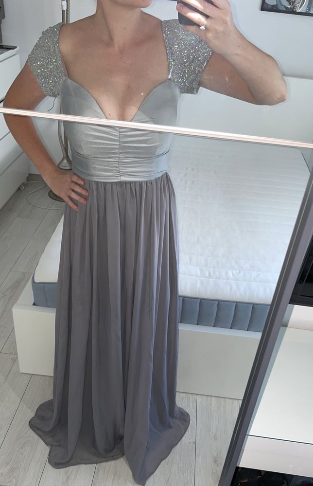 Nelly Dress NLY Asos 36 piekna sukienka na wesele długa kamienie