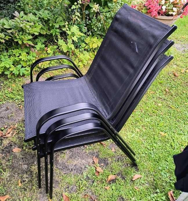 Komplet 4 Krzeseł Ogrodowych Minorka Czarny Metalowy Balkon Ogród NOWE