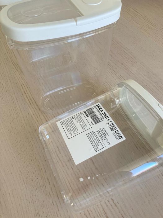 Três frascos de plástico para arrumação ikeia