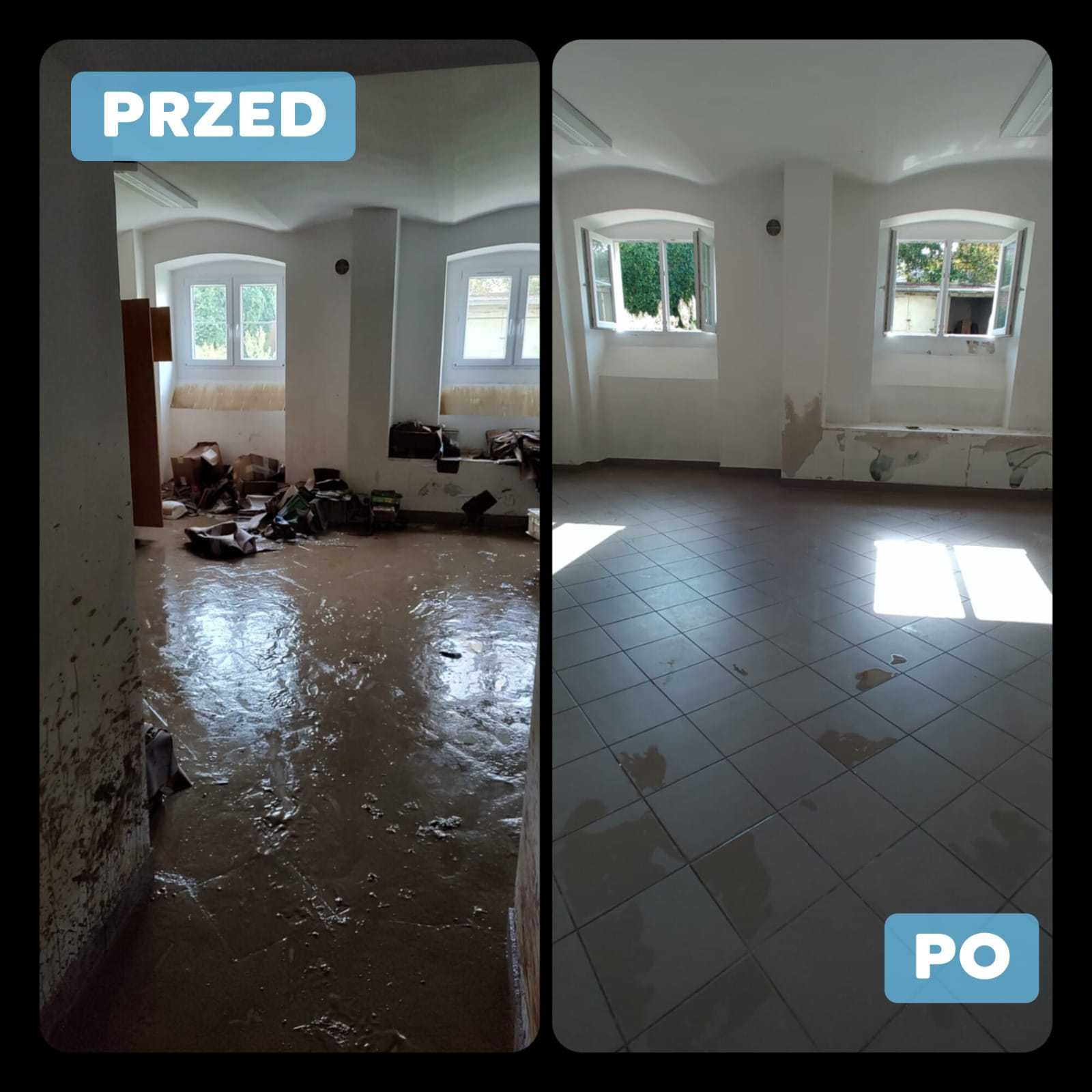 Sprzątanie po zalaniu, powodzi, szlamie, fekaliach + dezynfekcja 24/7