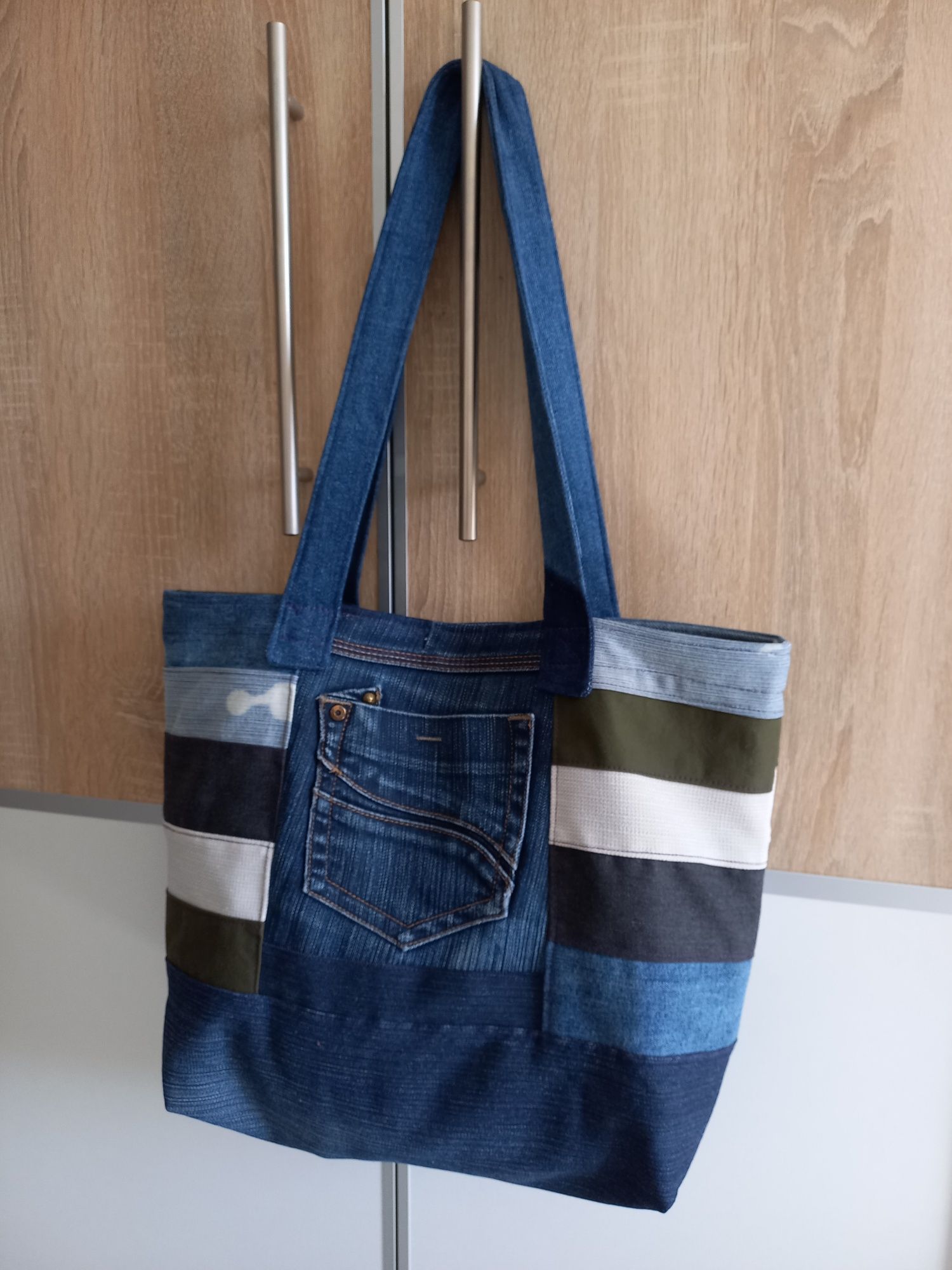 Torba jeansowa dwustronna hand made