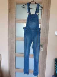 Długie ogrodniczki jeansowe dżinsowe