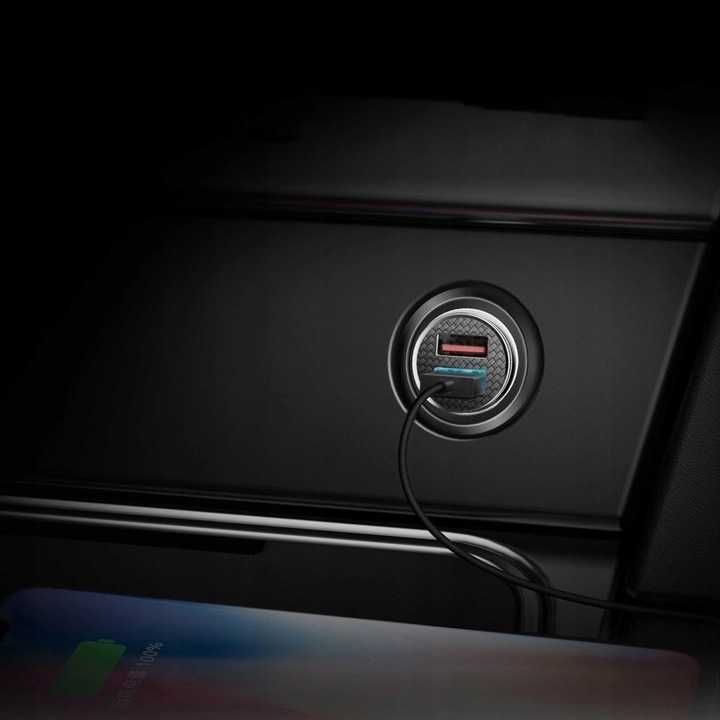 Baseus Circular Inteligentna Ładowarka Samochodowa 2x USB Qc3.0 Quick