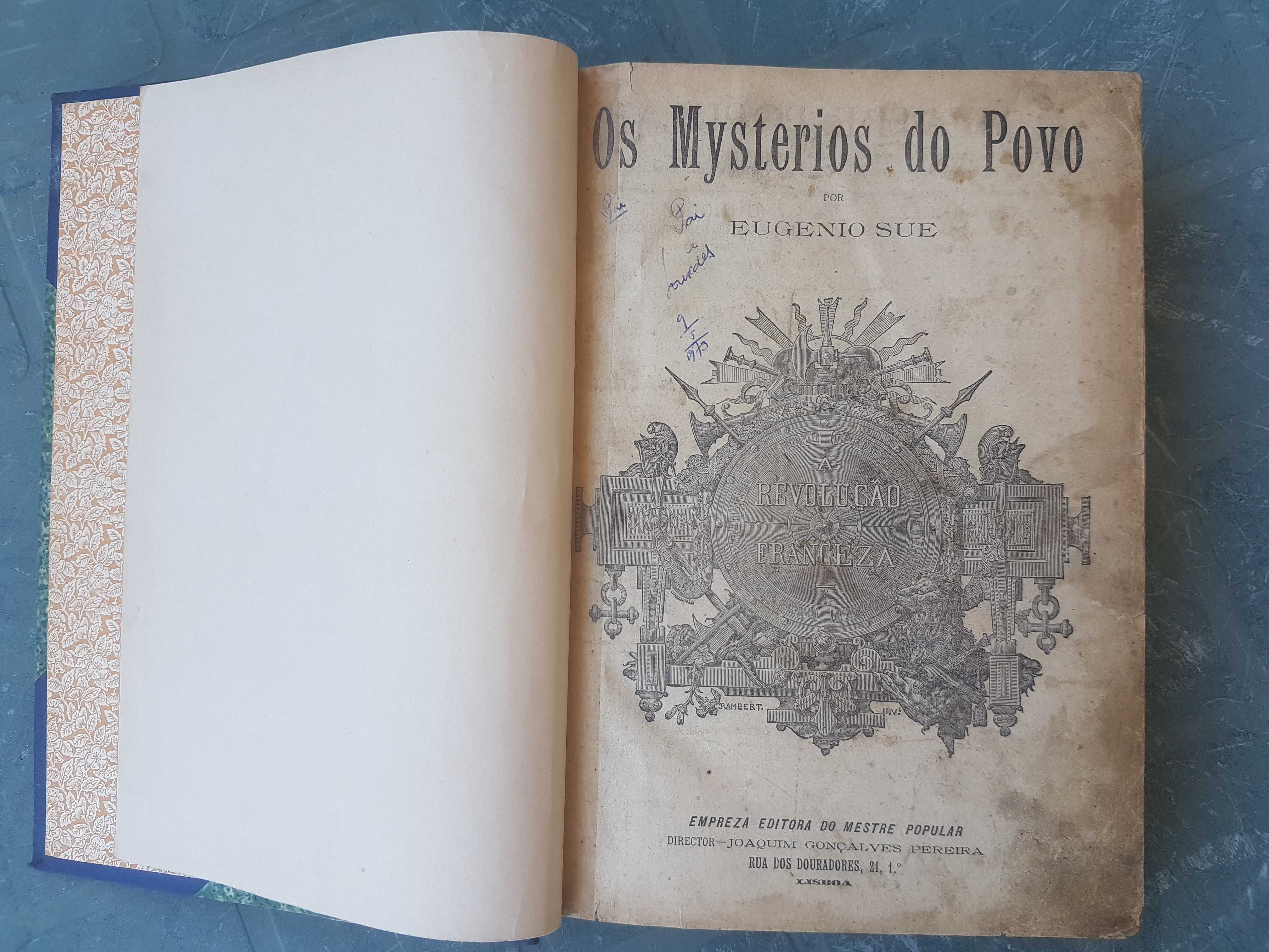 Livro muito antigo Os Mysterios do Povo por Eugenio Sue - 808 Páginas