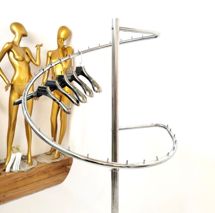 Стійка вішалка напольна для одягу хромована "Спіраль"