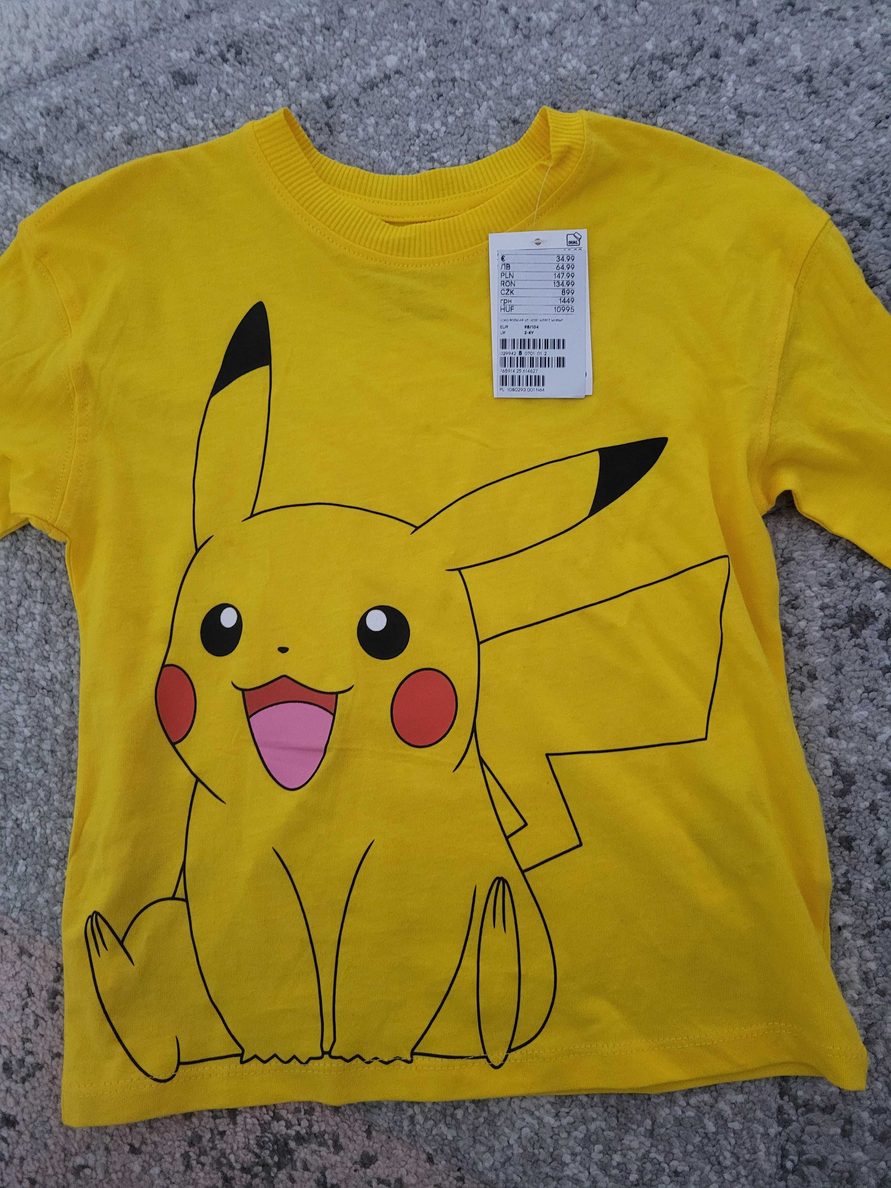 Bluzka z długim rękawem 4pack h&m pokemon pikachu 98/104