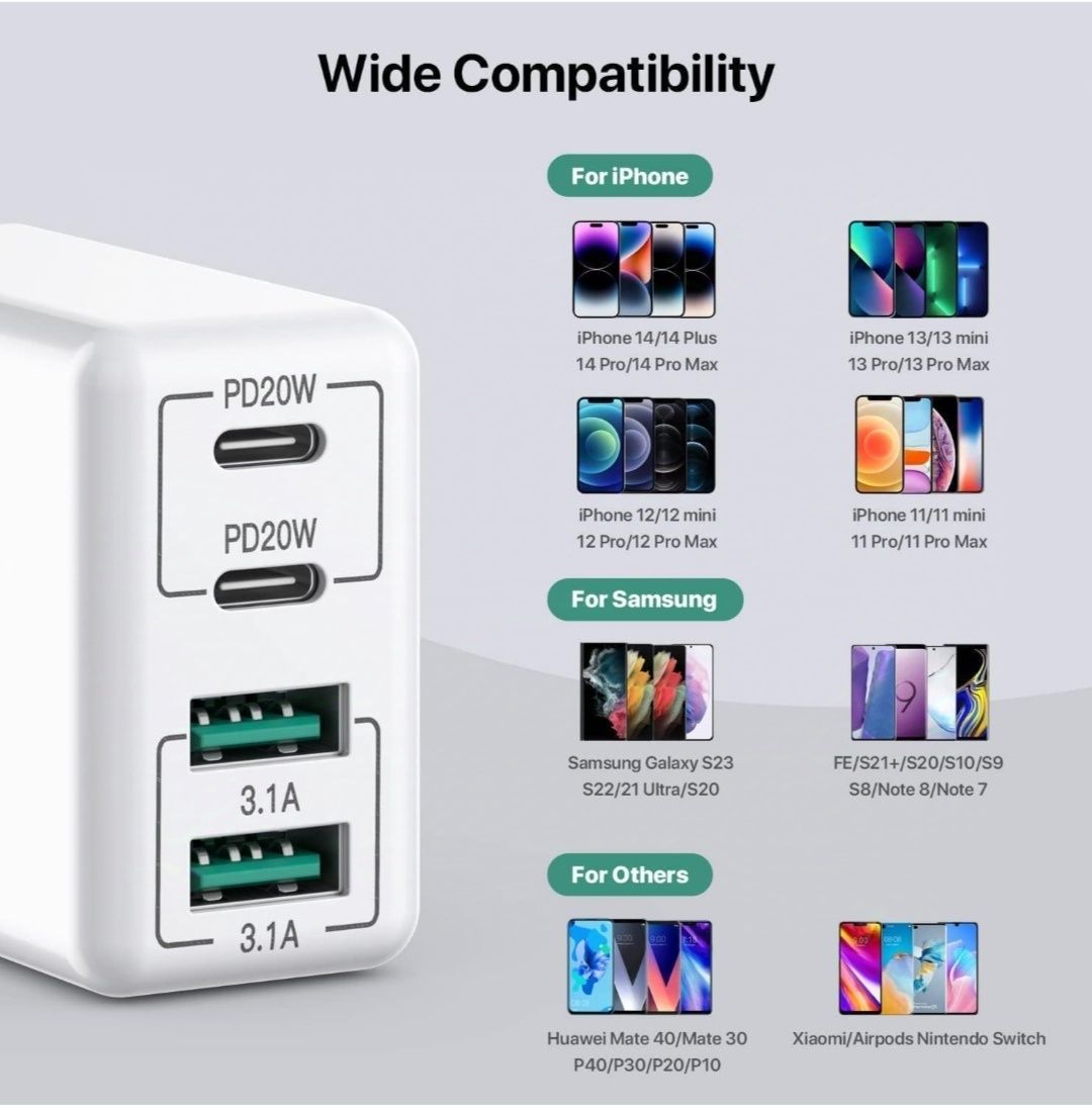 4-portowy blok ładowarki USB C 2szt. HONGYEE