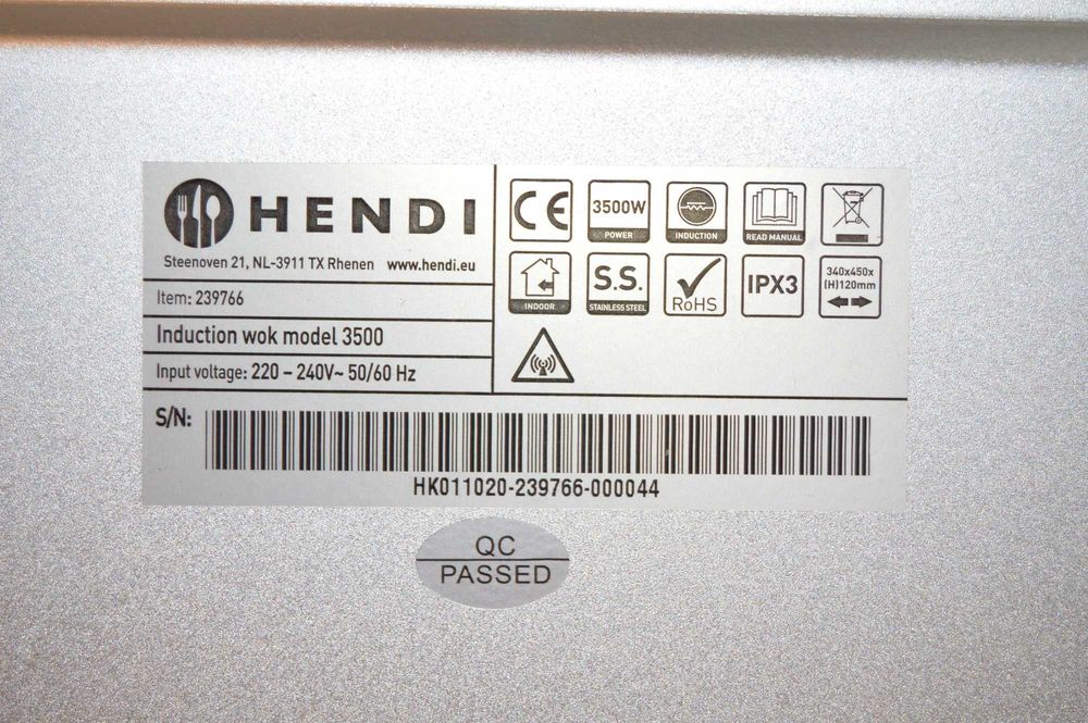 Nowy -- > Wok indukcyjny Hendi 3500
