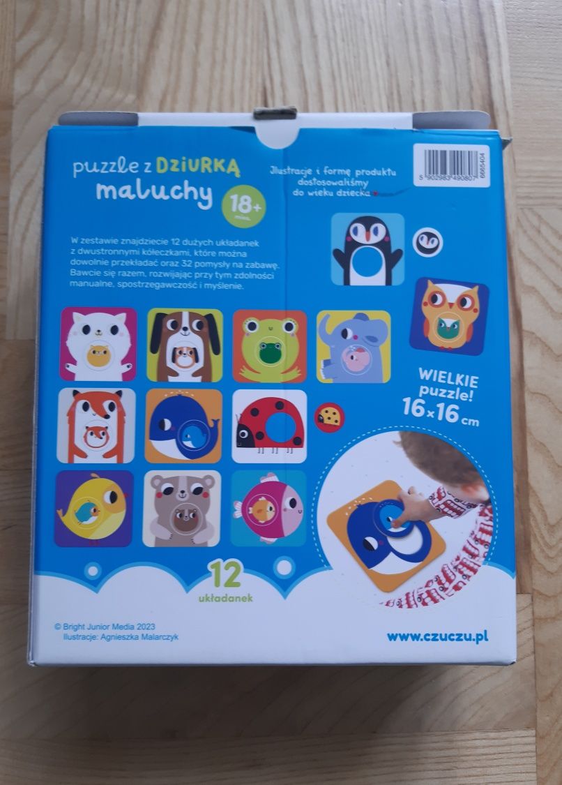 Nowe czuczu puzzle z dziurką maluchy 18m+