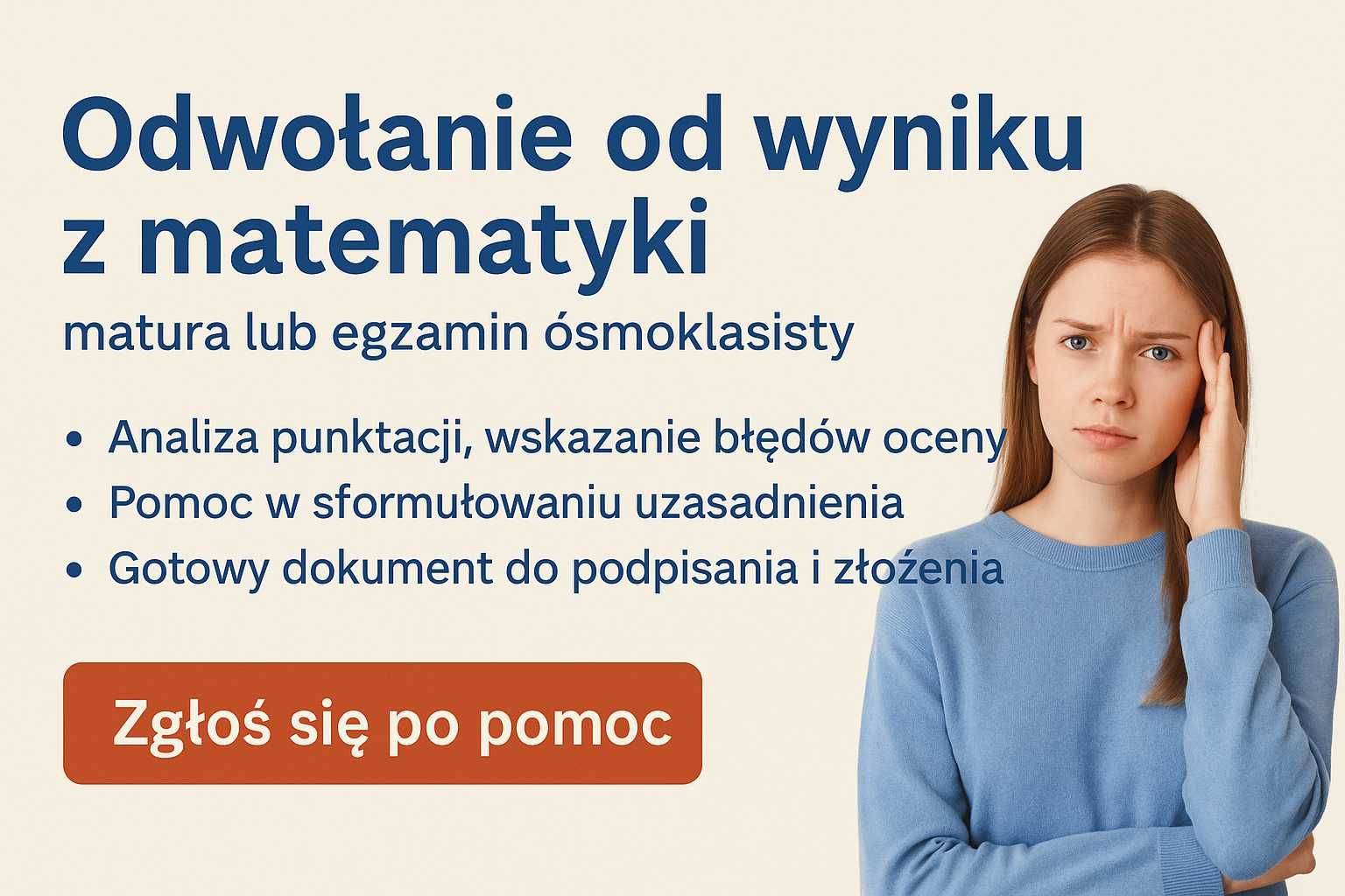Odwołanie od wyniku matury oraz egzaminu 8-klasisty z matematyki.