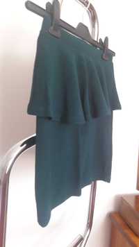 Spódnica z baskinką Bershka S elastyczna ciemna zieleń