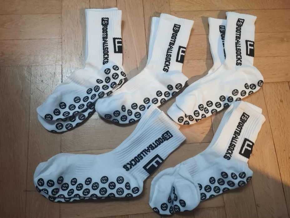 Skarpety piłkarskie antypoślizgowe Footballsocks białe 5 par