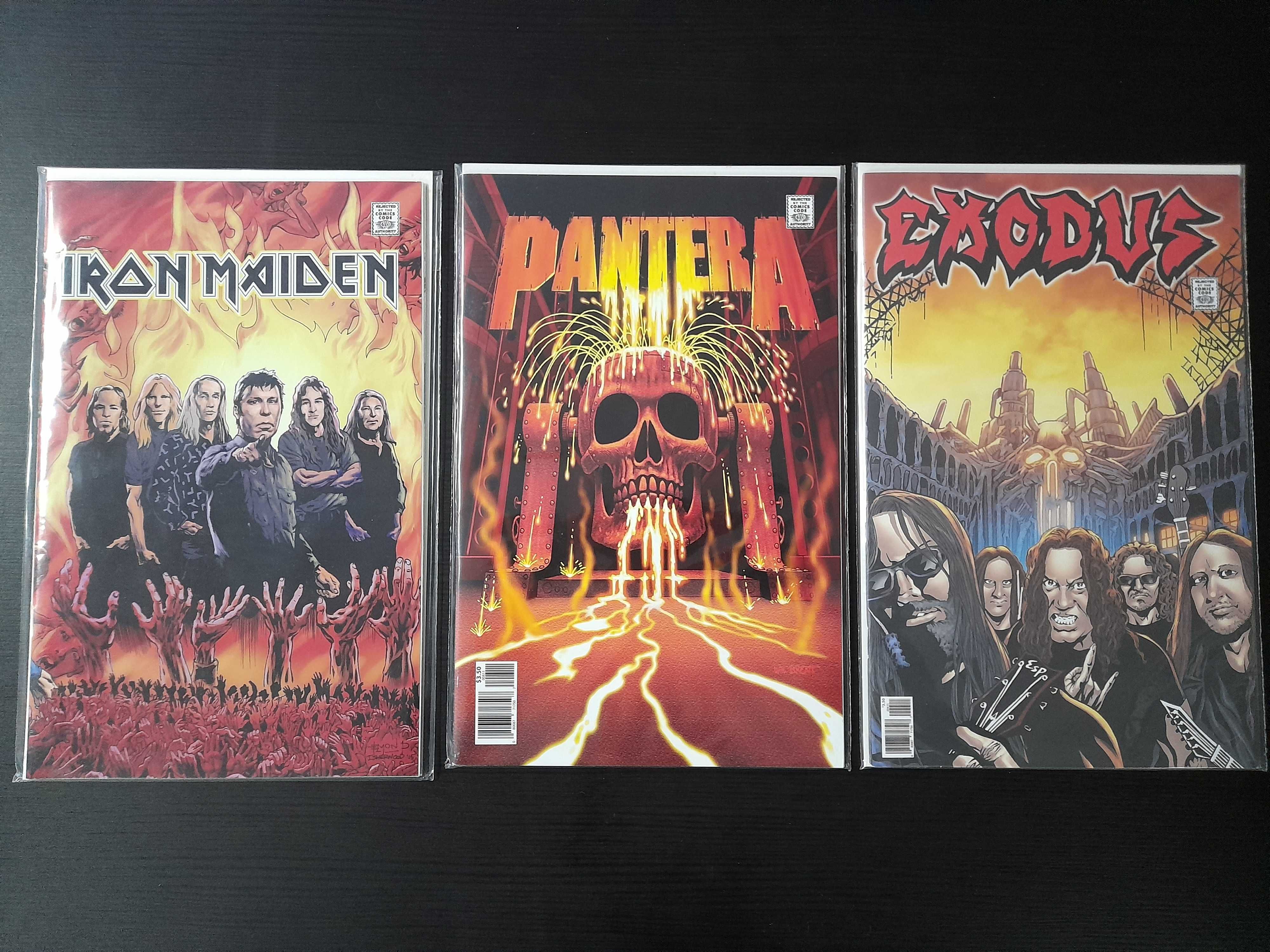 3 Heavy metal comic books BD Iron Maiden Pantera Exodus