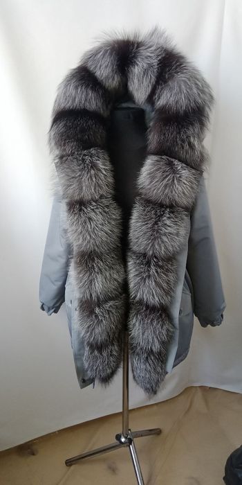 Женская зимняя парка с мехом финской чернобурки, 42-60 размеры