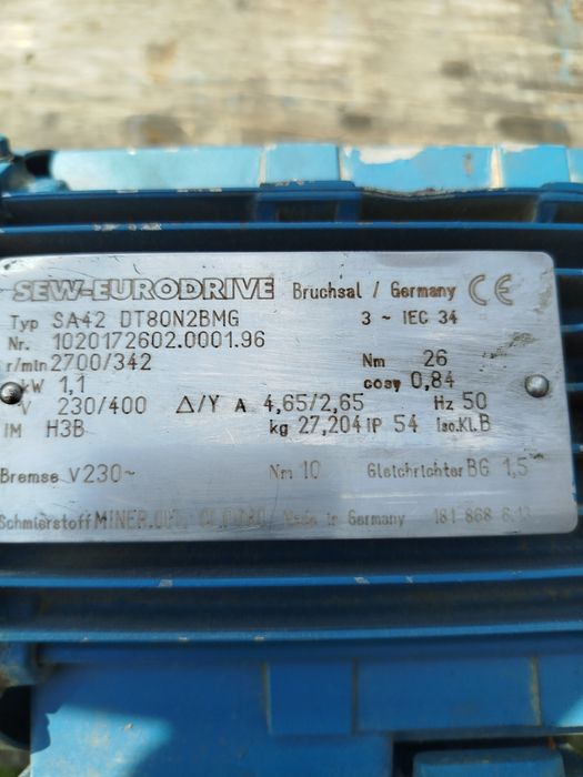 Motoreduktor 1,1 kw 384obr/min