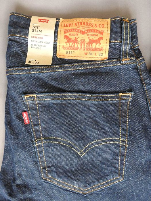 Levis 511 Stretch slim fit Новые джинсы 31x32 100% оригинал из США