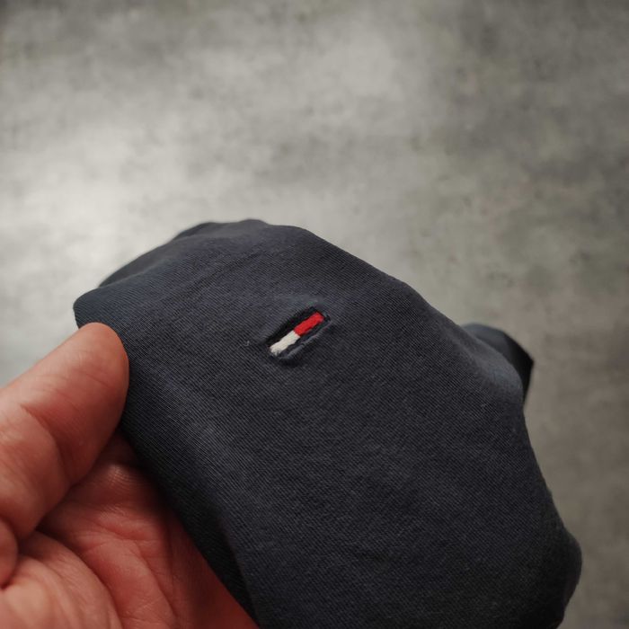 MĘSKA Koszulka Basic Klasyczna Bawełna Granatowa Logo Tommy Hilfiger