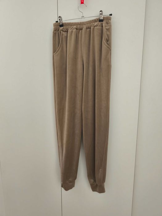 Spodnie Welur Beżowe Nowe Beż L/XL