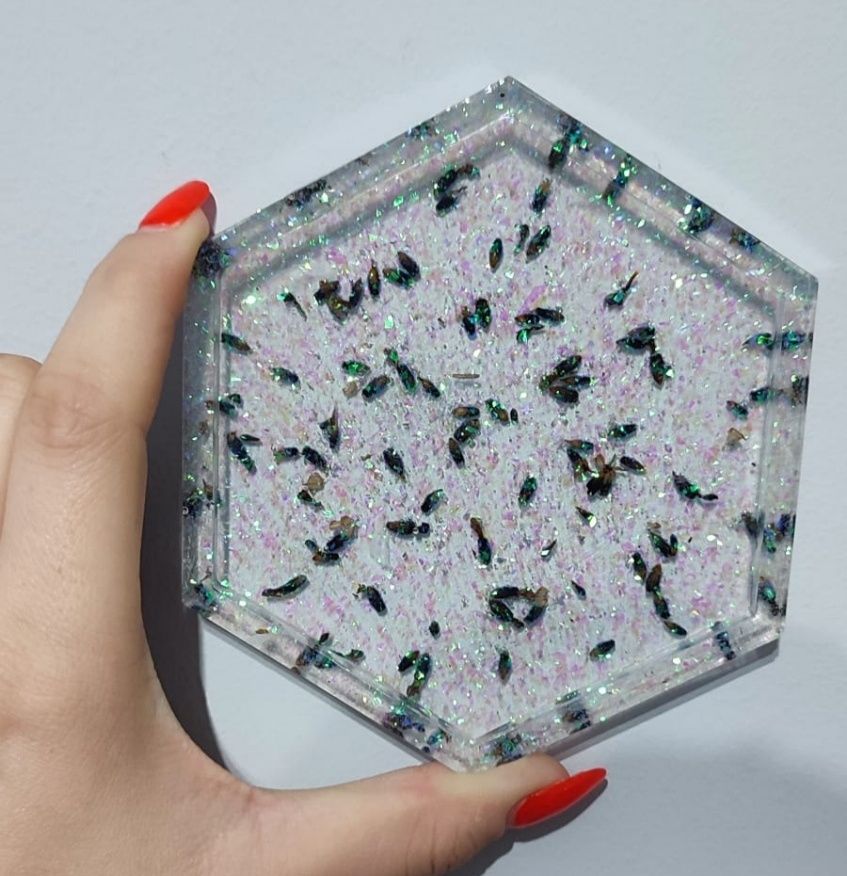 Podkładka z żywicy Handmade z lawendą 11,5cm