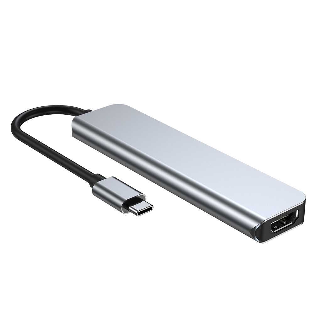 Rozgałęziacz HUB USB-C 6w1 3xUSB HDMI SD TYP-C adapter przejściówka