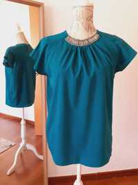 Blusa verde esmeralda Blanco