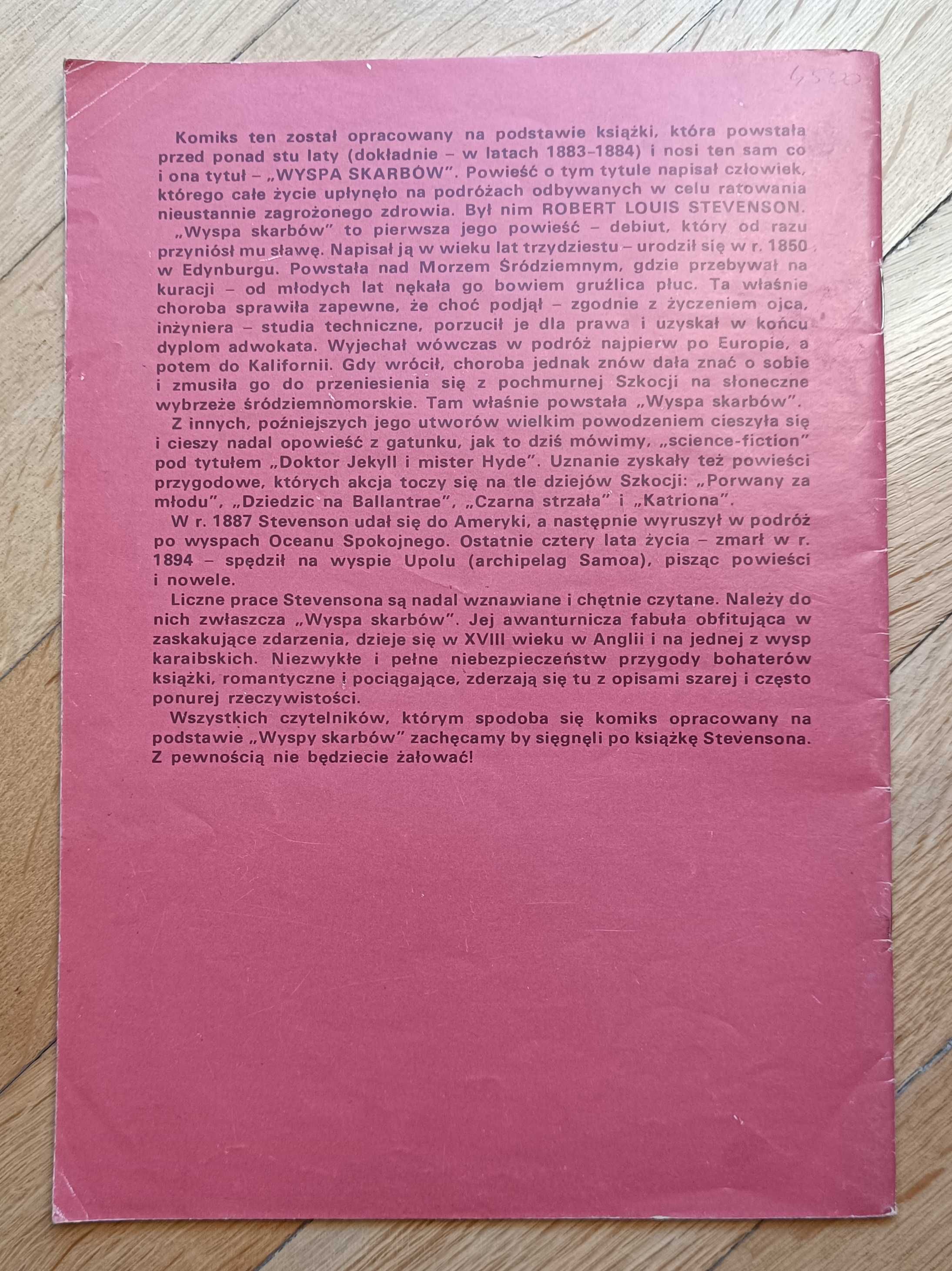 Komiks Wyspa skarbów na podstawie powieści Robert Louis Stevenson