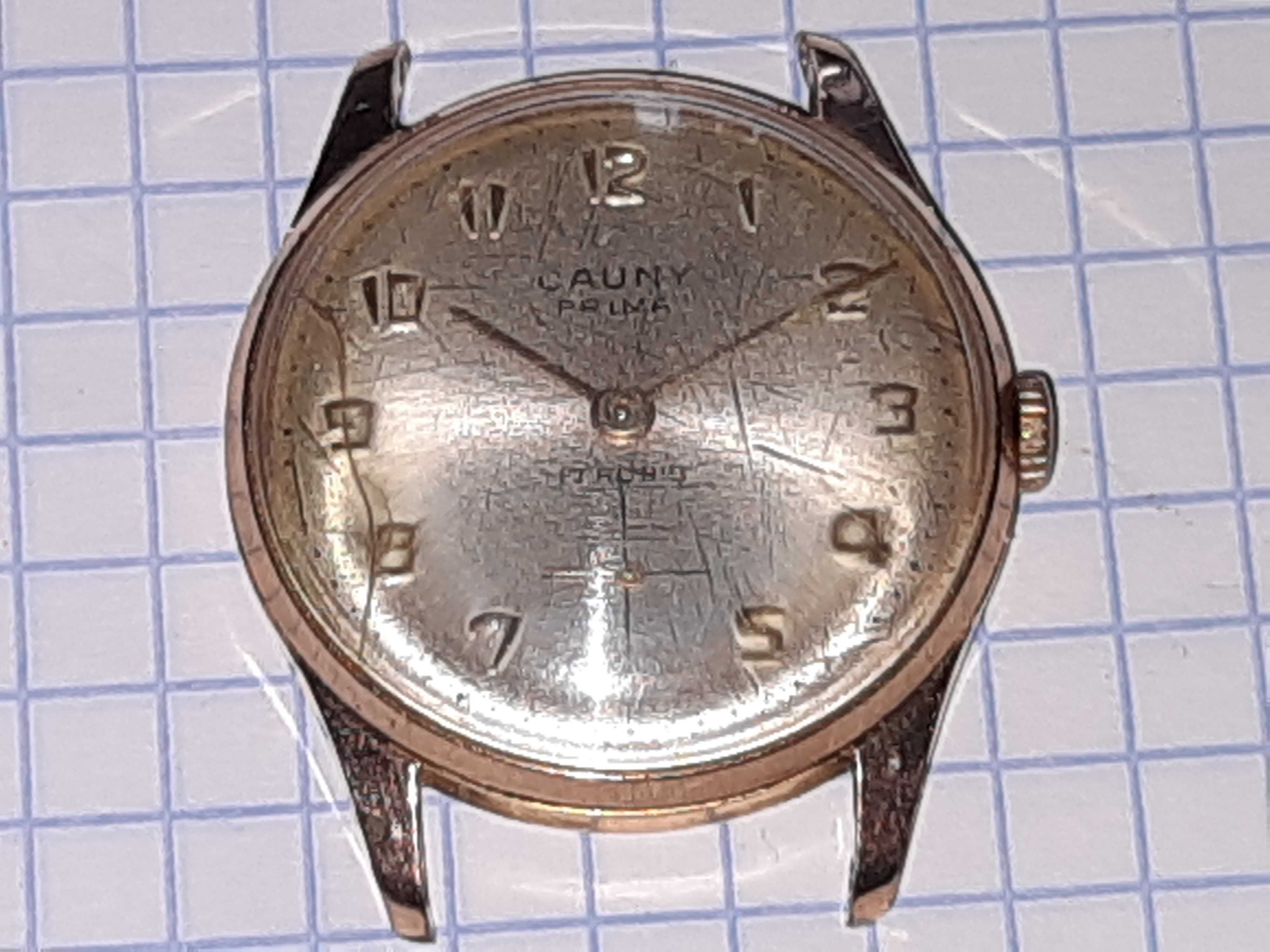 Швейцарские винтажные часы Cauny Prima в позолоте