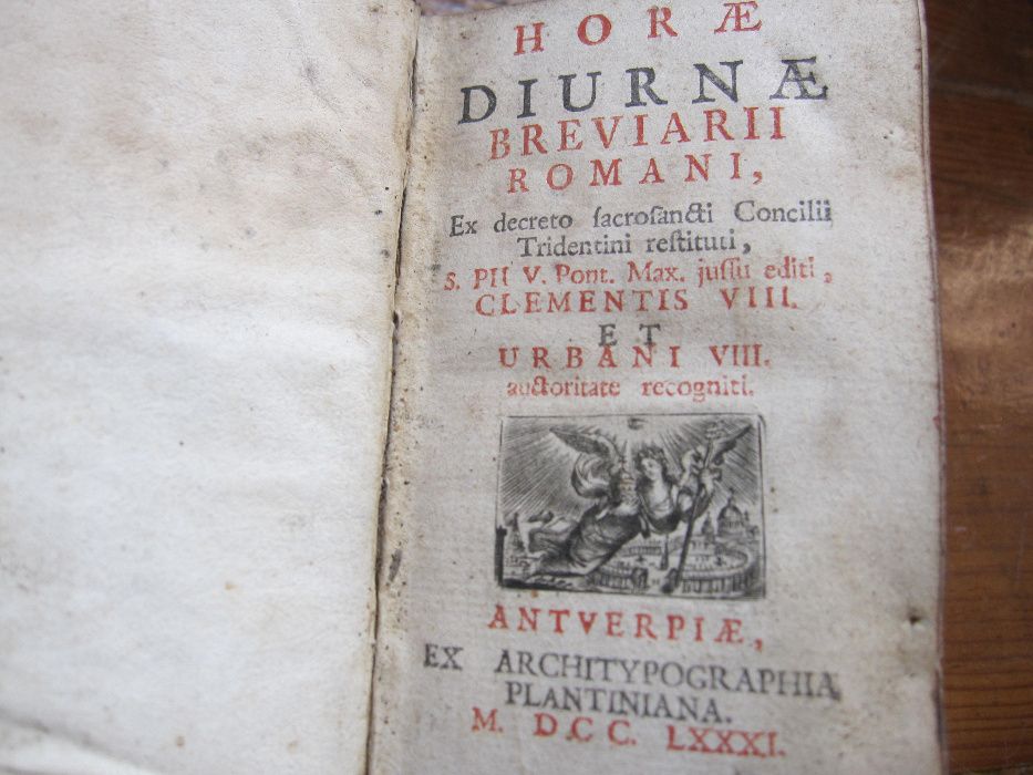 Livro religioso antigo Horae Diurnae, Breviarii Ramani 1781