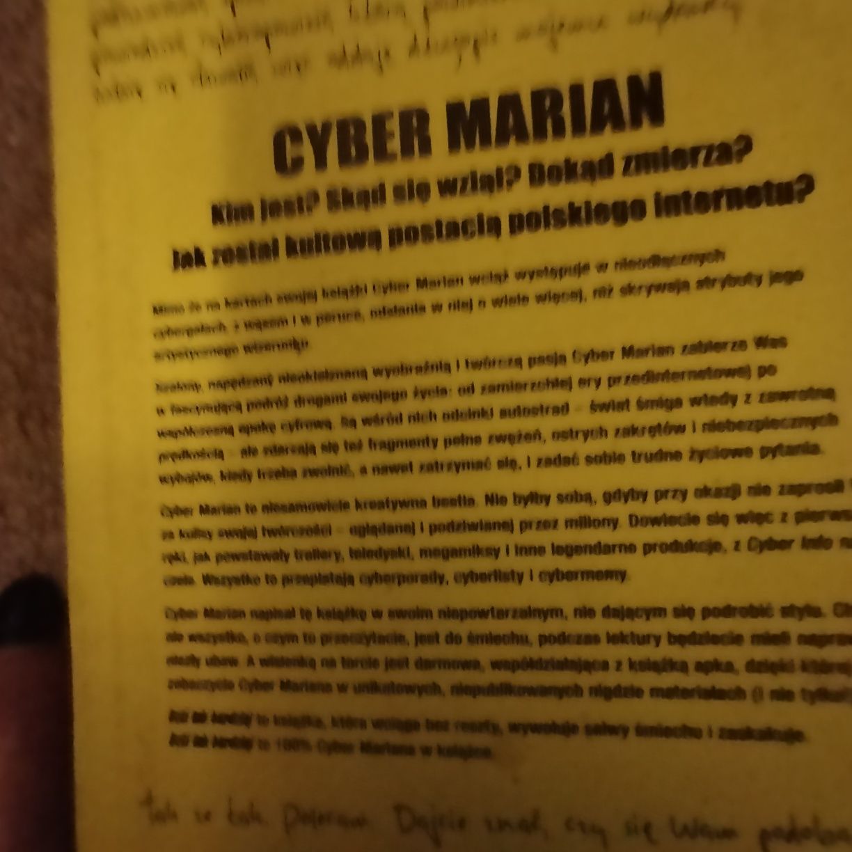 Książka Cyber Marian pod tytułem Dziś tak bardziej