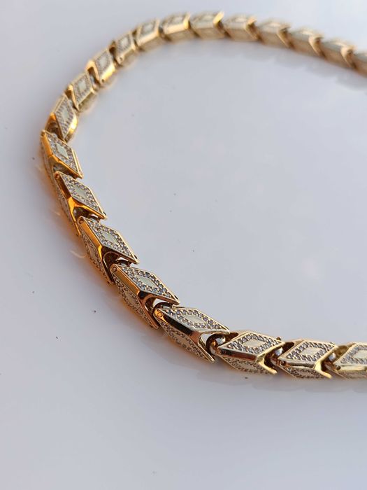 Fenomenalny męski złoty łańcuch z krzyżem i brylantami 257.7g 36.58 ct