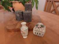 Porcelana wazonik i szkatułka