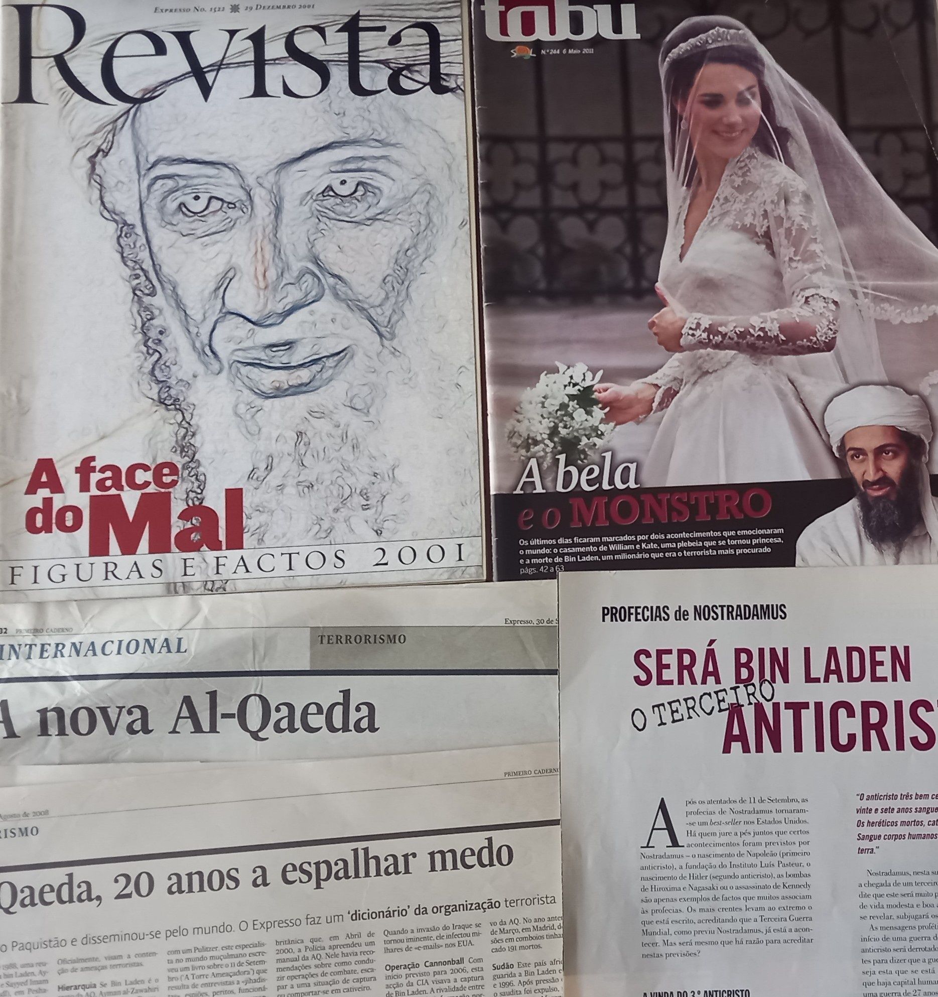 Bin Laden em revistas mais recortes de imprensa 2001 a 2011