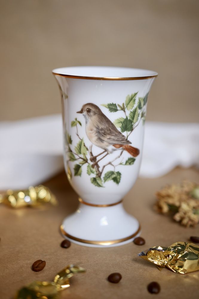 Czarka szklanka wazonik Franklin porcelana ptaki