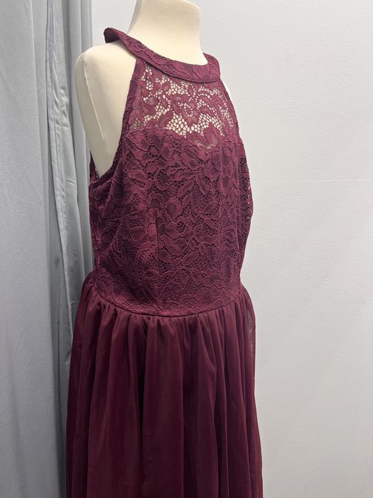 Bordowa sukienka tiulowa roz.XS