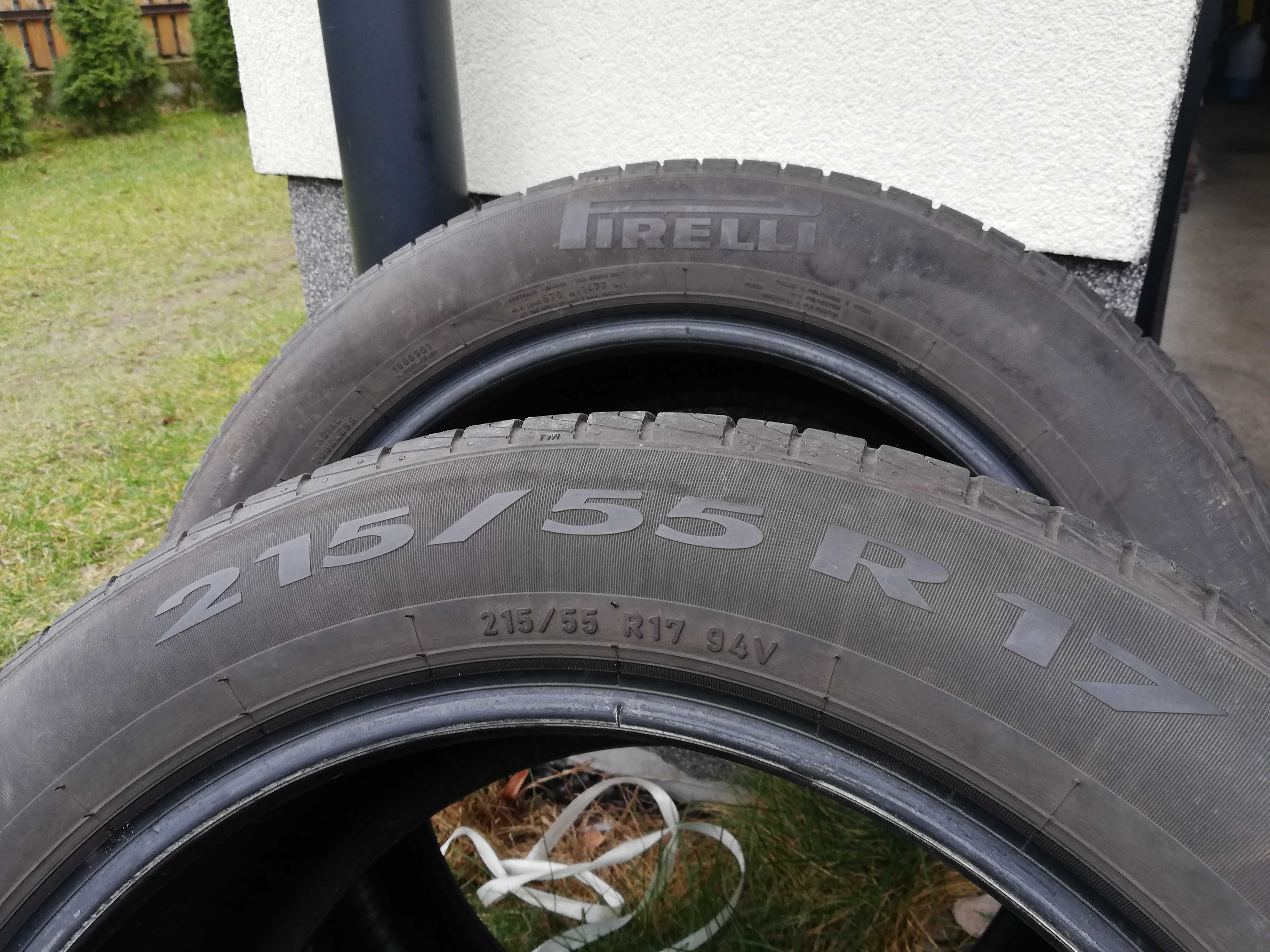 2 opony letnie Pirelli 215/55R17, bieżnik 6mm.