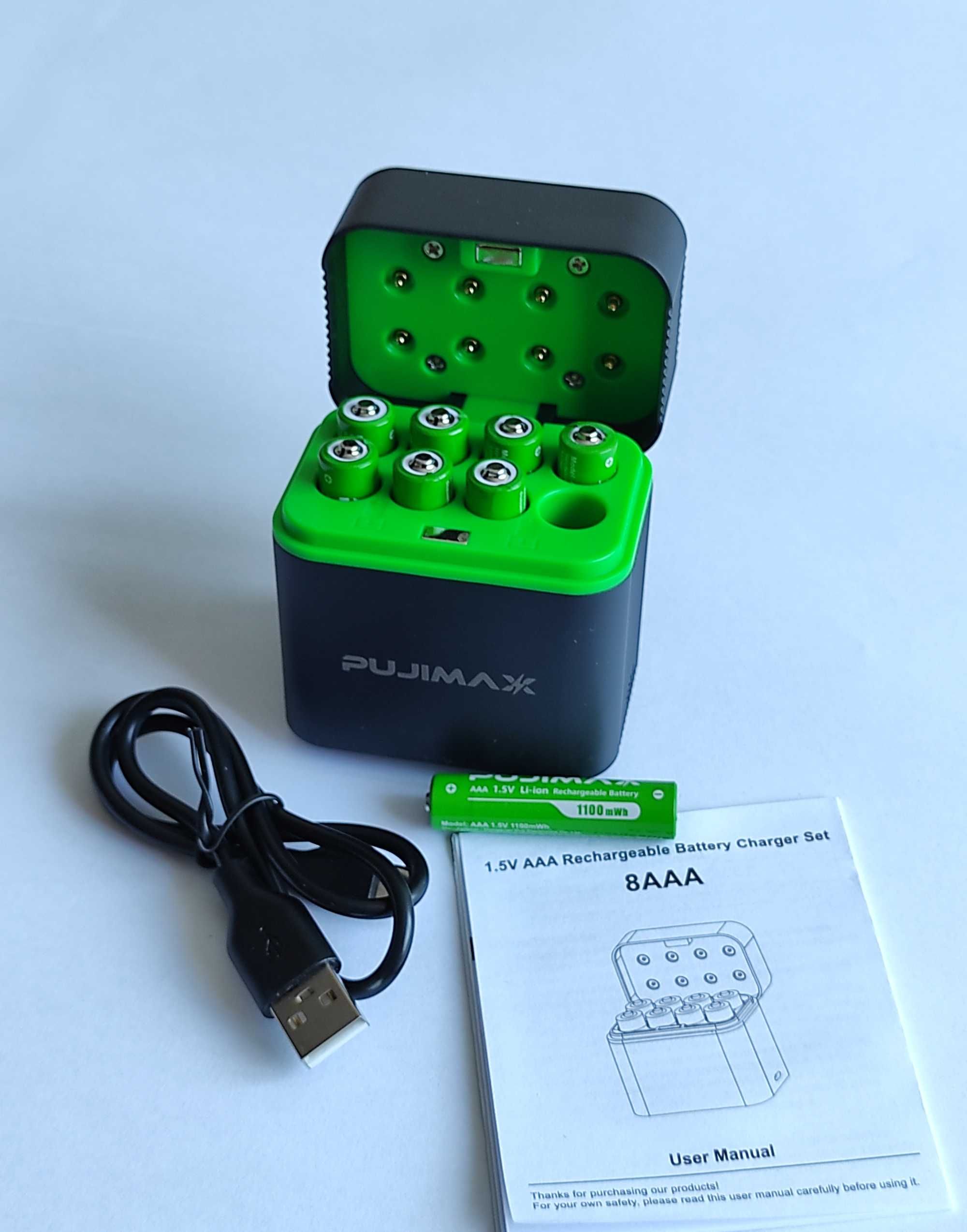 Акумулятори AA AAA 1.5V usb type-c, Pijimax бокс для зарядки