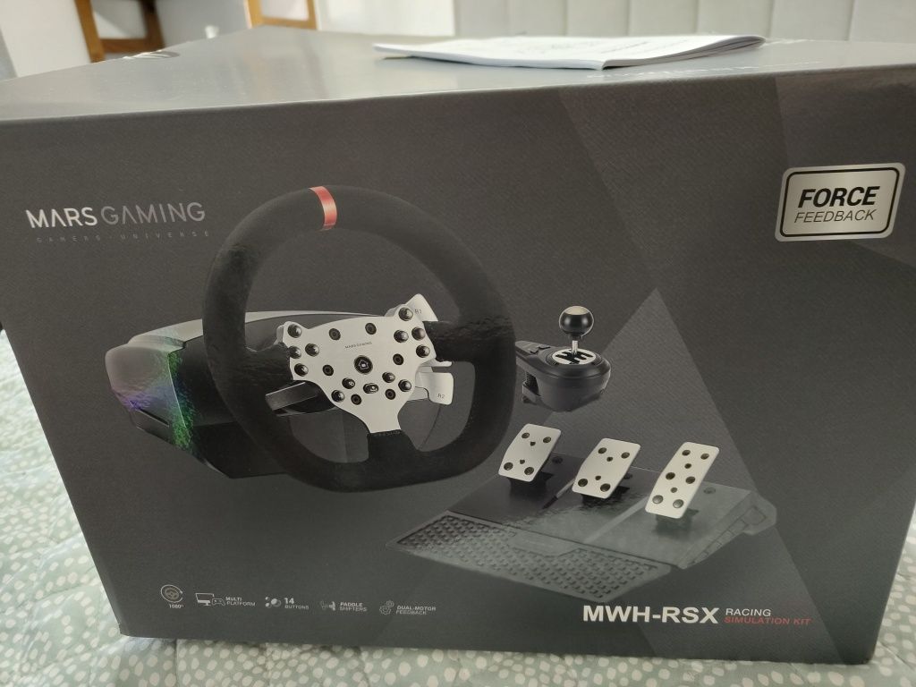 Conjunto Volante + pedais + mudanças MARS  GAMING MWH-RSX - garantia 3