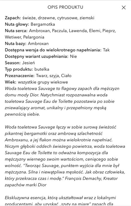Dior Sauvage Refill 300 ml – wkład do wody toaletowej