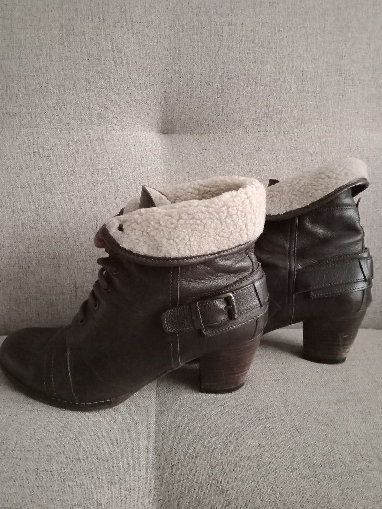 Zimowe buty ,botki,damskie nr 40 ,z naturalnej ,skóry brązowe