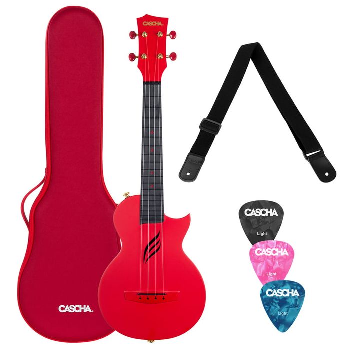 Cascha Ukulele Carbon Fibre Red Set – ukulele z włókna węglowego