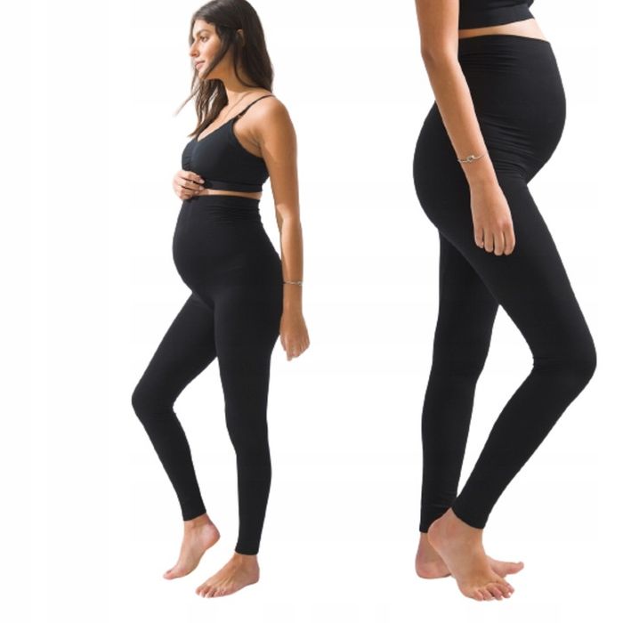Legginsy Ciążowe Bezszwowe Spodnie Z Wysokim Stanem Długie Getry Xxl