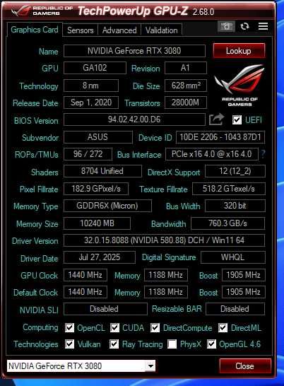 Редкая белая видеокарта Asus ROG Strix RTX 3080 10G
