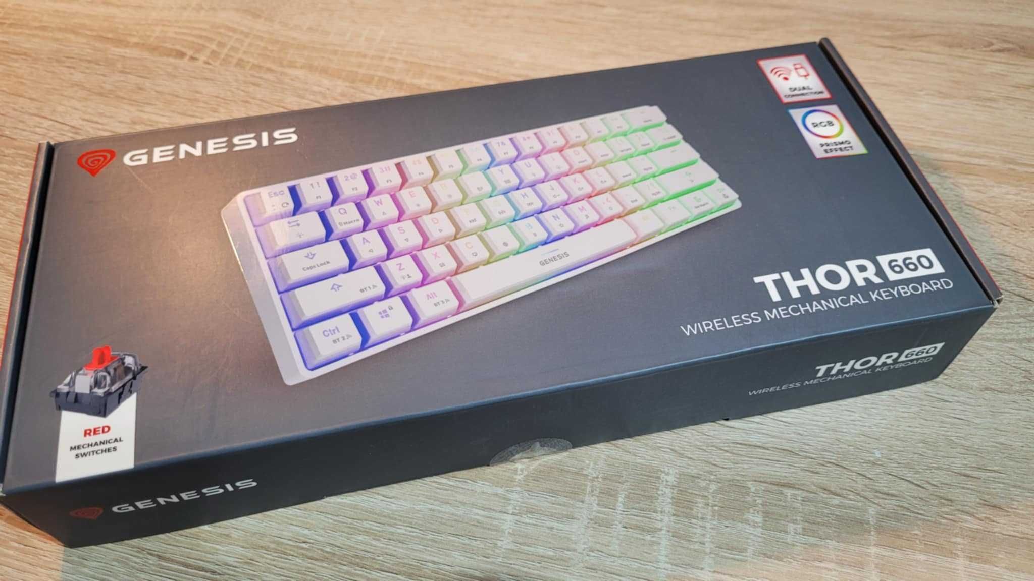 Klawiatura Genesis Thor 660 White – Gateron Red, RGB, 60% – jak nowa