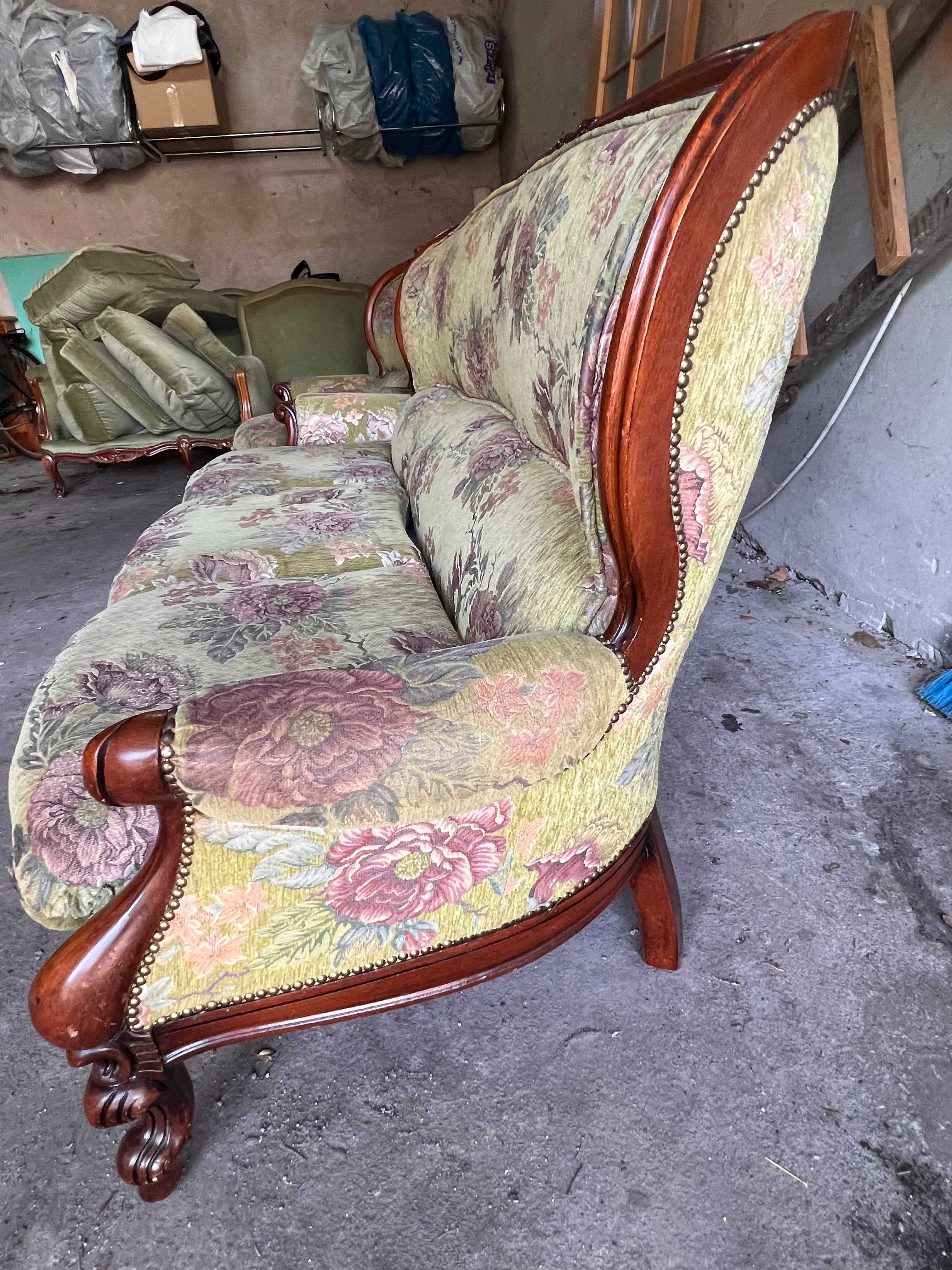 Sofa plus dwa fotele w stylu CHIPPENDALE